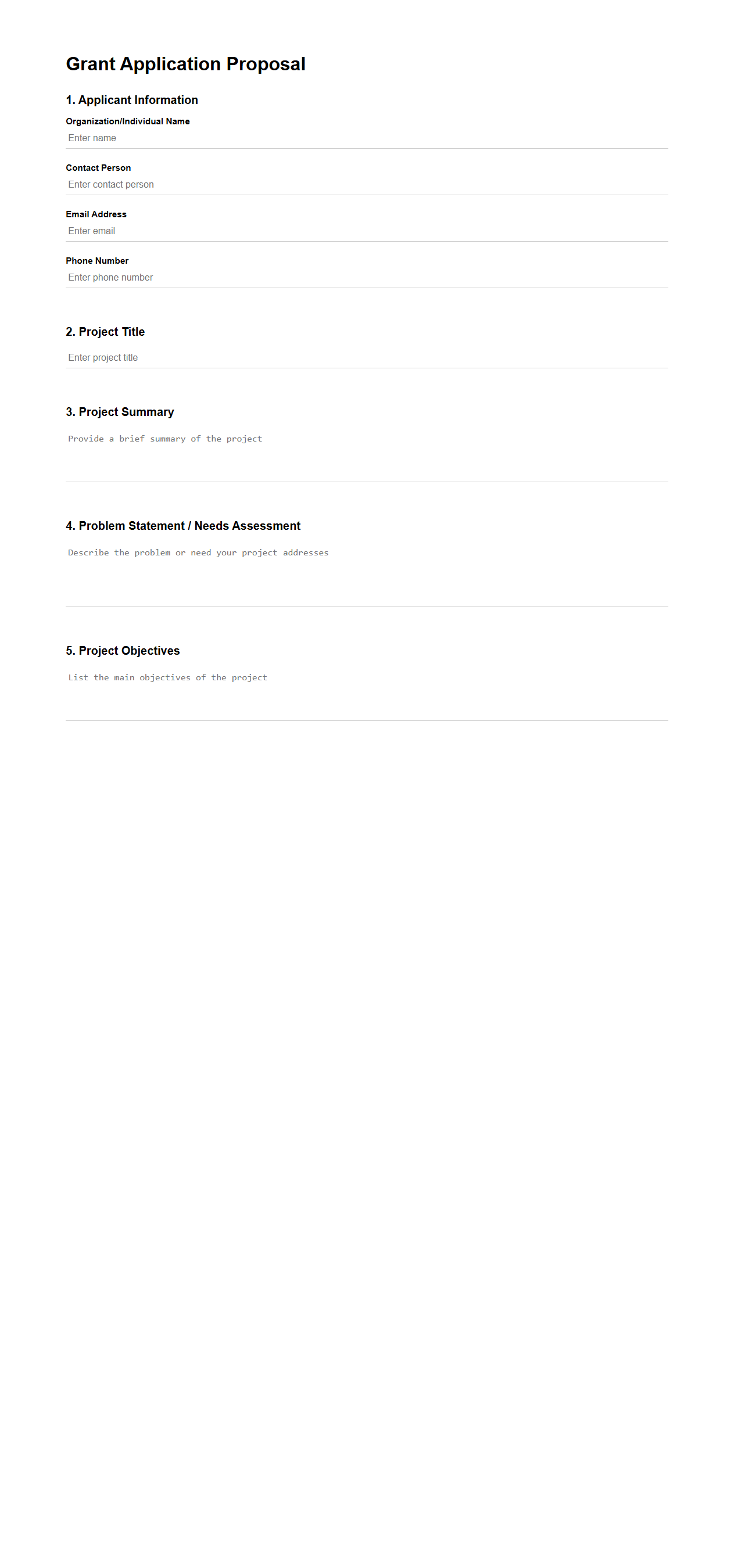 Basic Grant Application Proposal Format