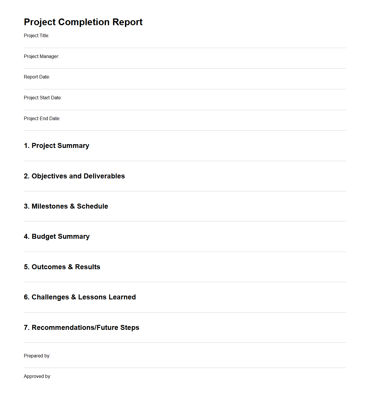 Basic Project Completion Report Format
