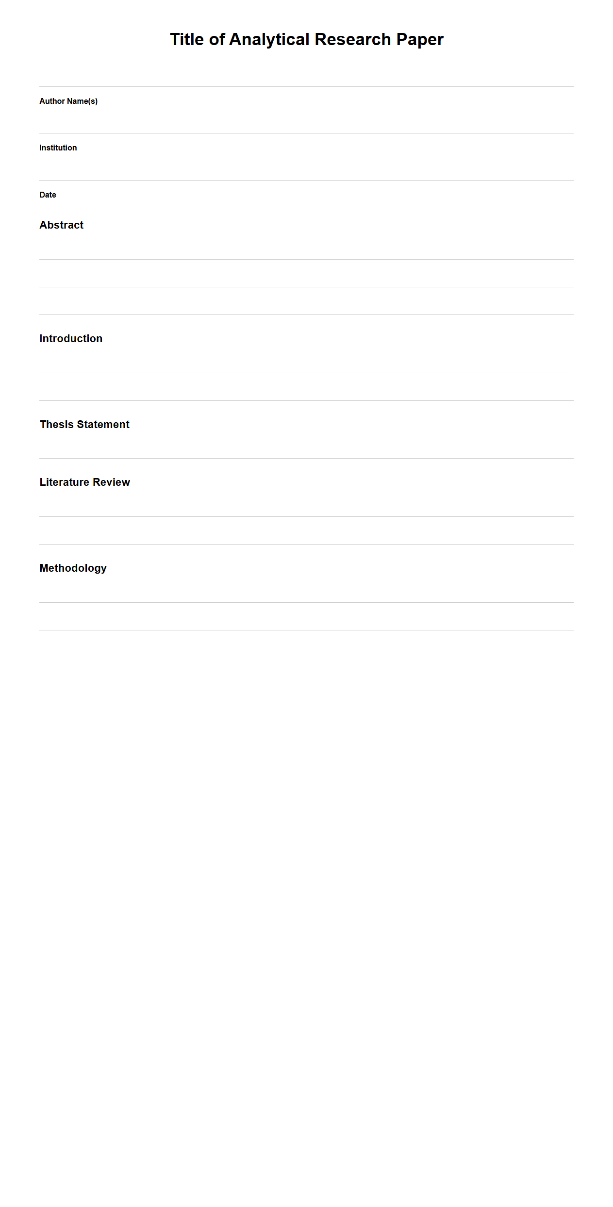 Blank Analytical Research Paper Format