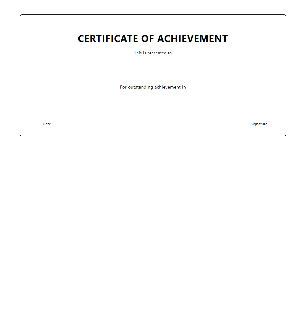 Blank Certificate Template for Achievement