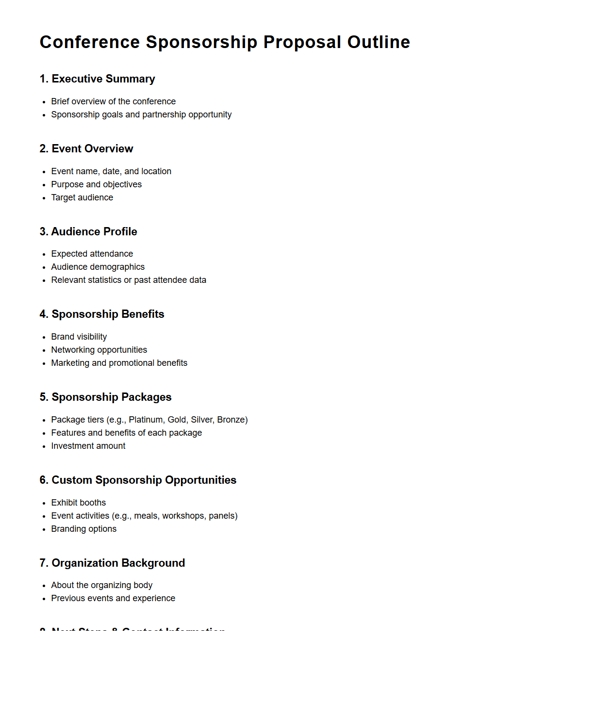 Blank Conference Sponsorship Proposal Outline