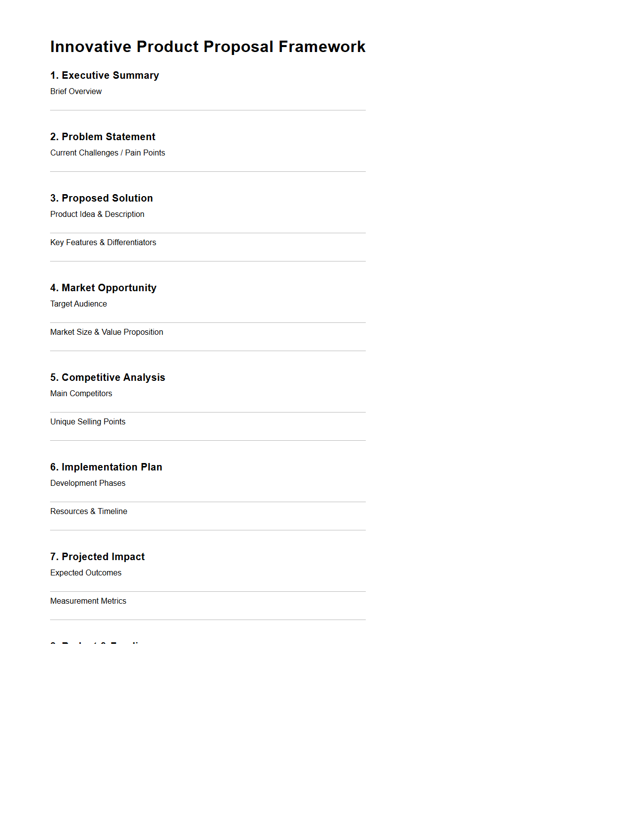 Blank Innovative Product Proposal Framework