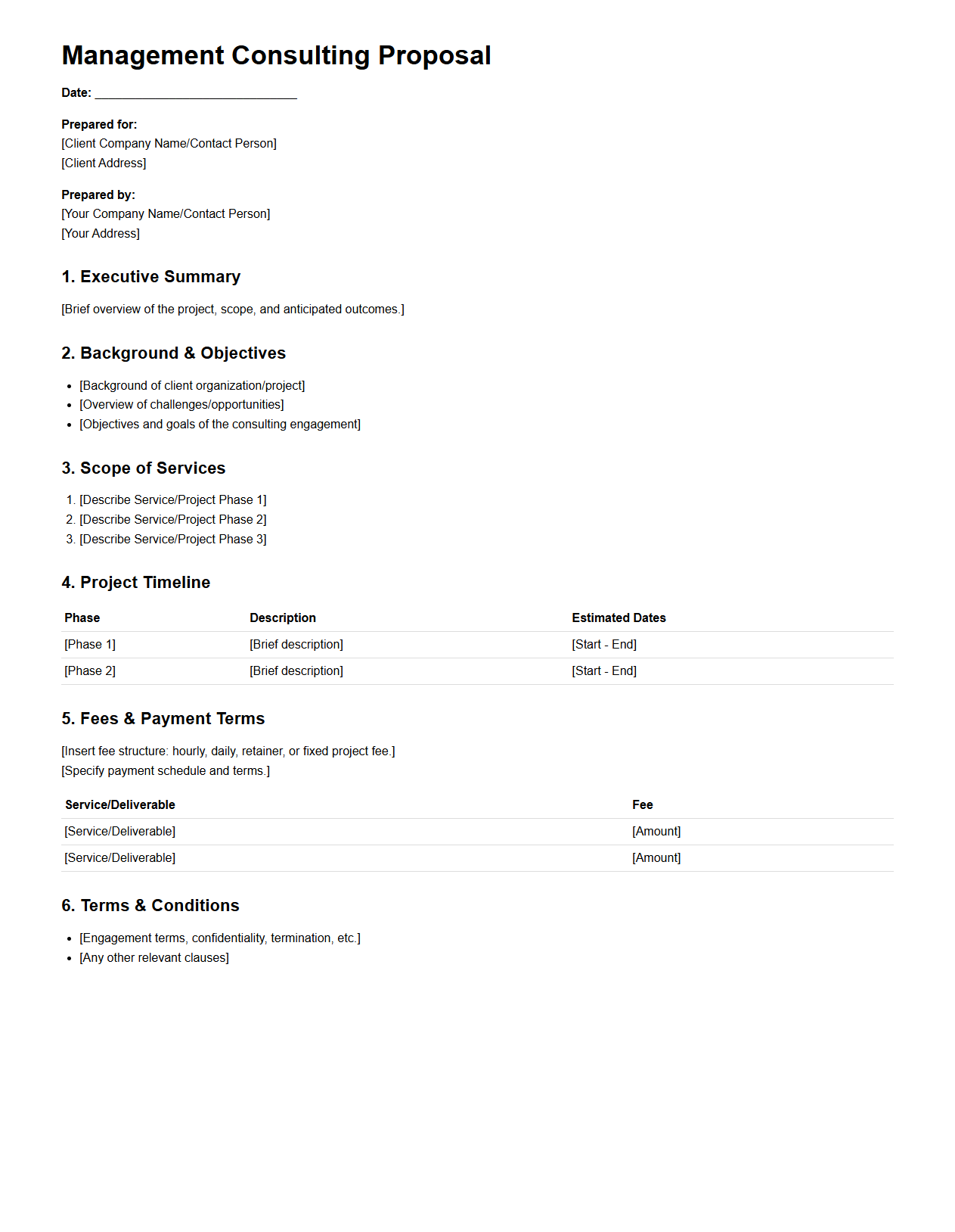 Blank Management Consulting Proposal Template