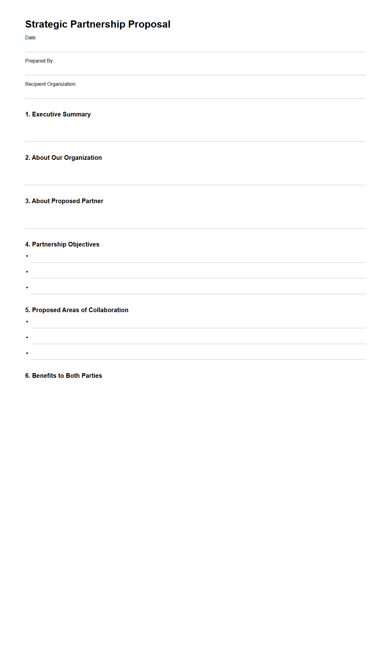 Blank Strategic Partnership Proposal Template