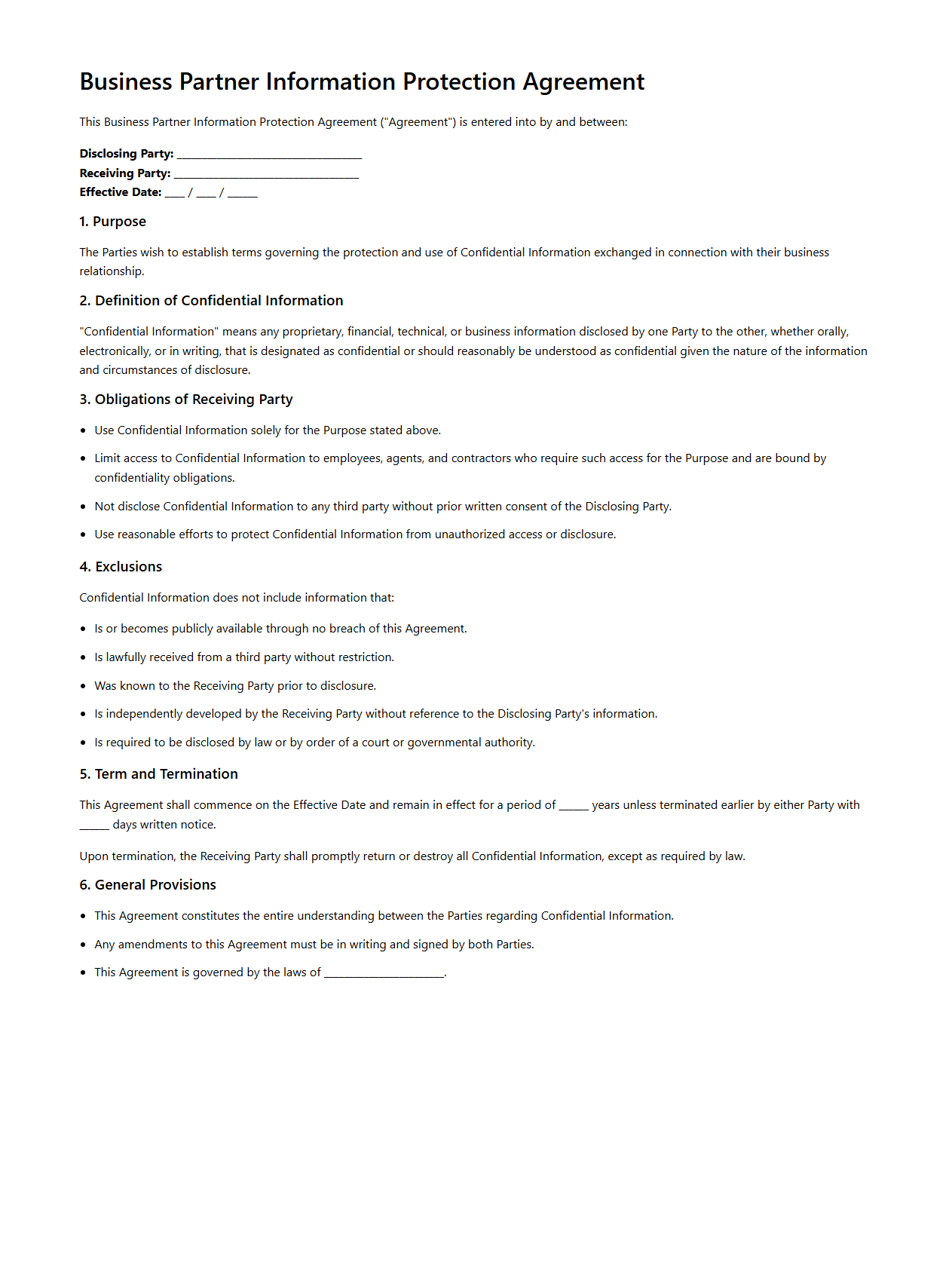 Business Partner Information Protection Agreement