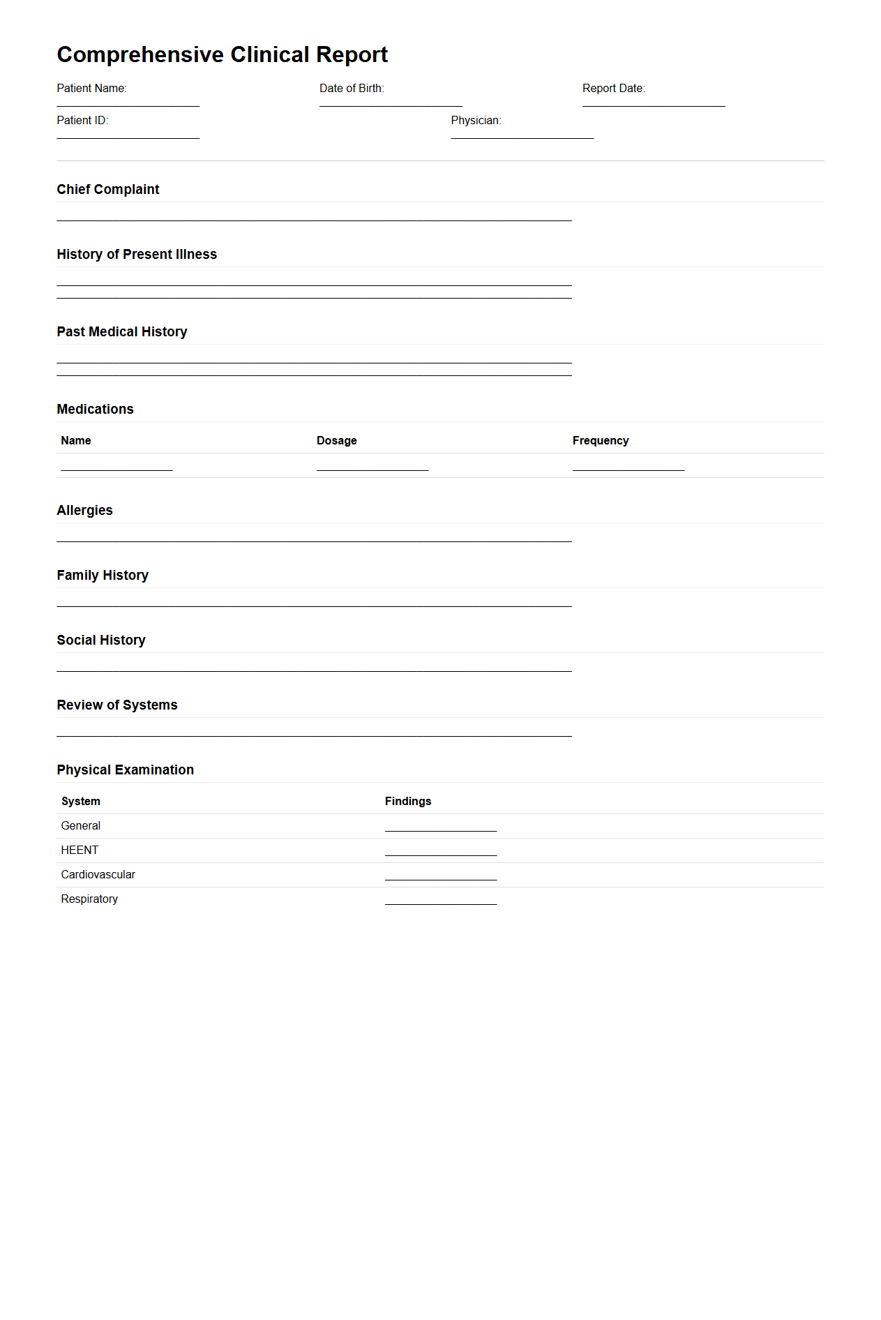 Comprehensive Clinical Report Layout