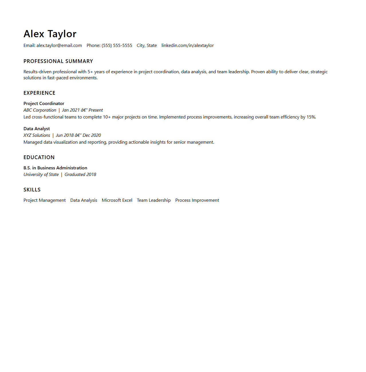 Crisp Uncluttered Resume Template for Clear Presentation