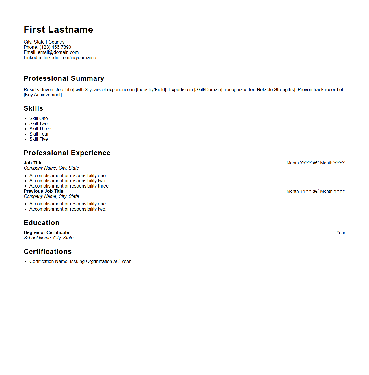 Essential ATS Resume Template for Application Tracking