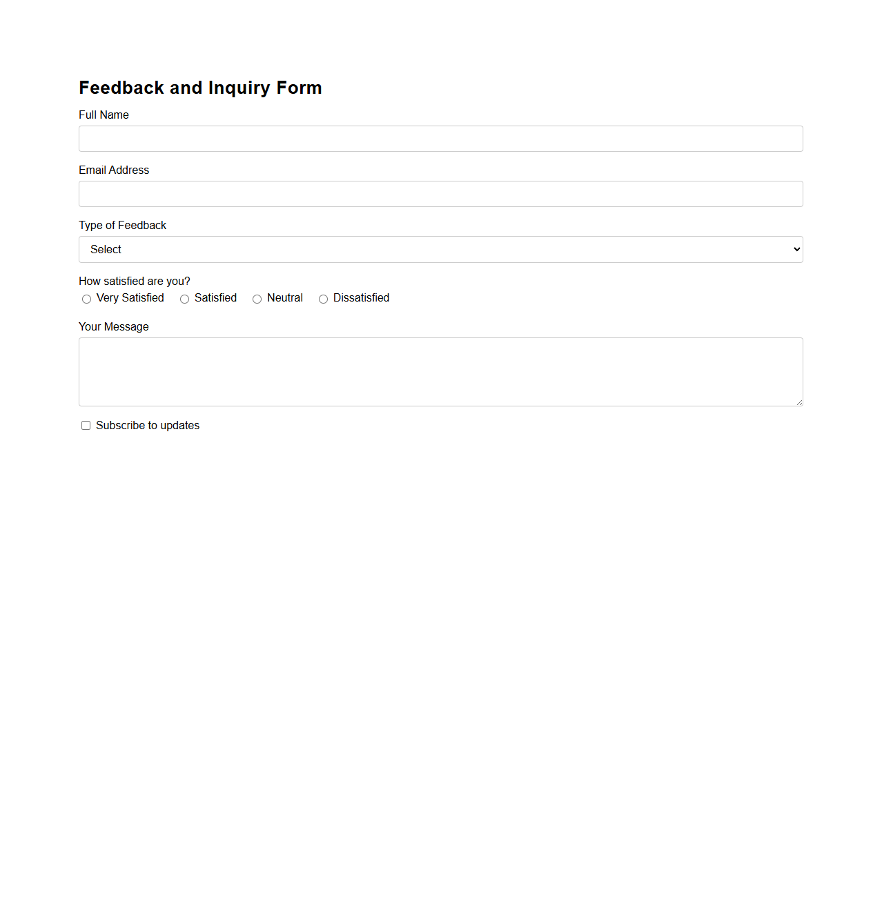 Feedback and Inquiry Form Design