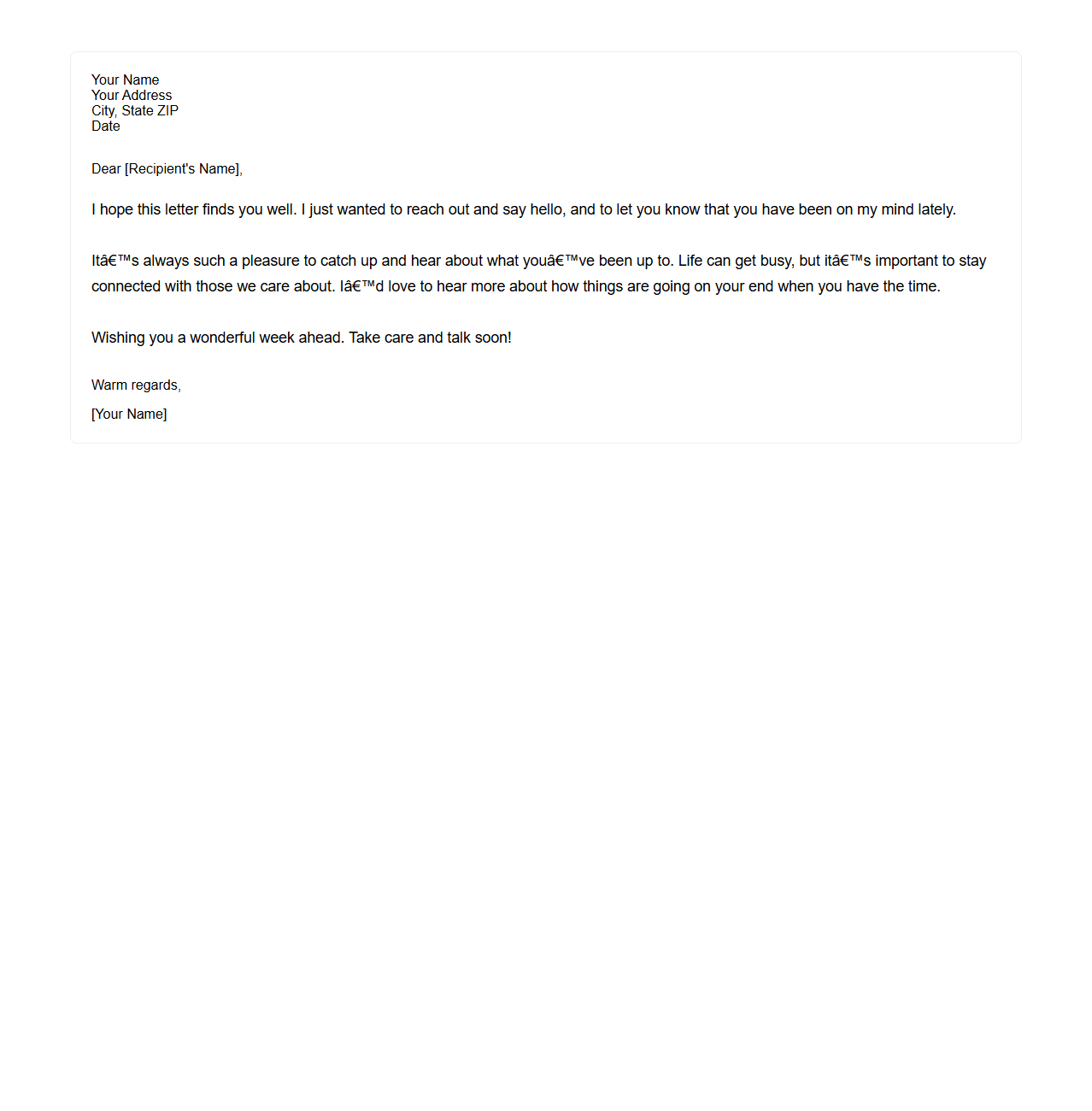 Friendly Tone Letter Page for Personal Communication