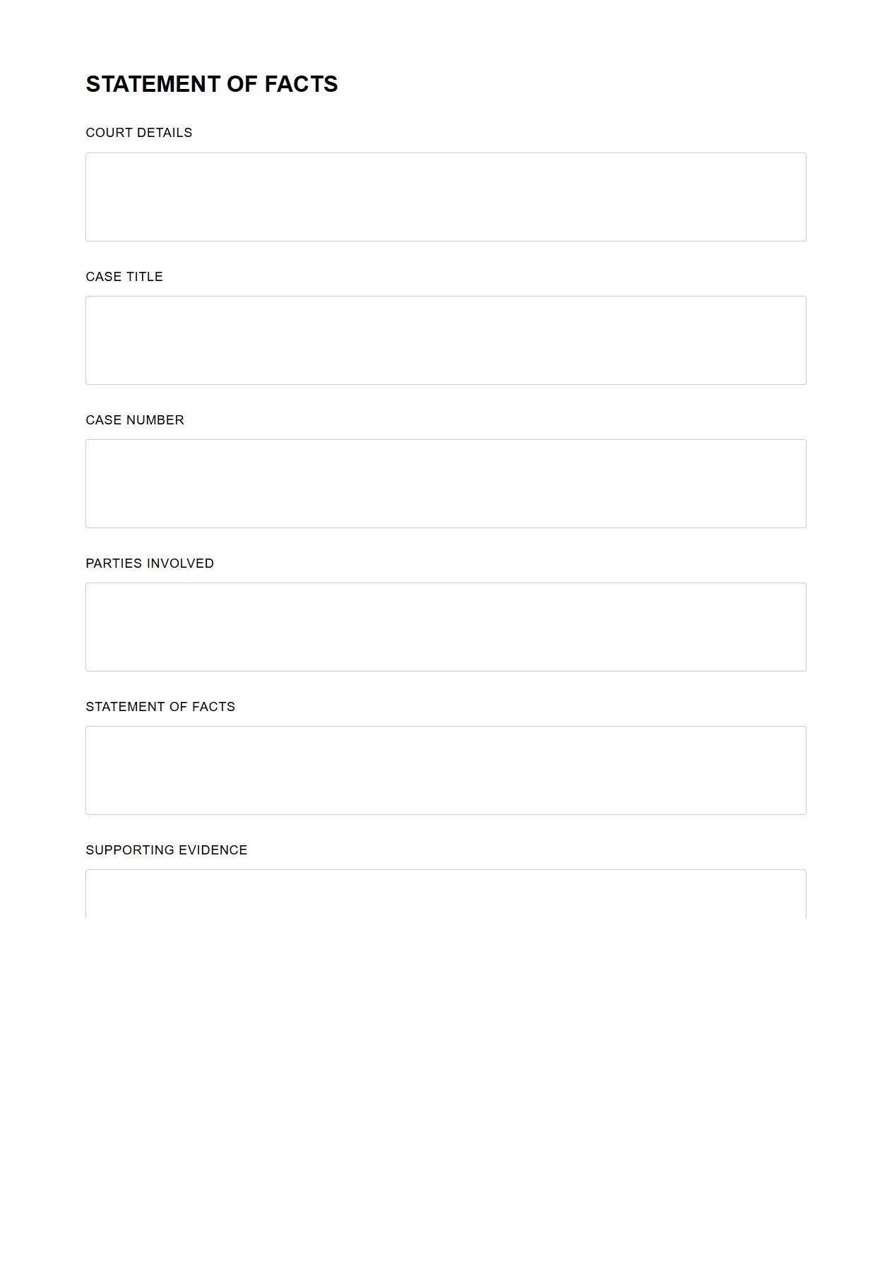 Generic Court Statement of Facts Document