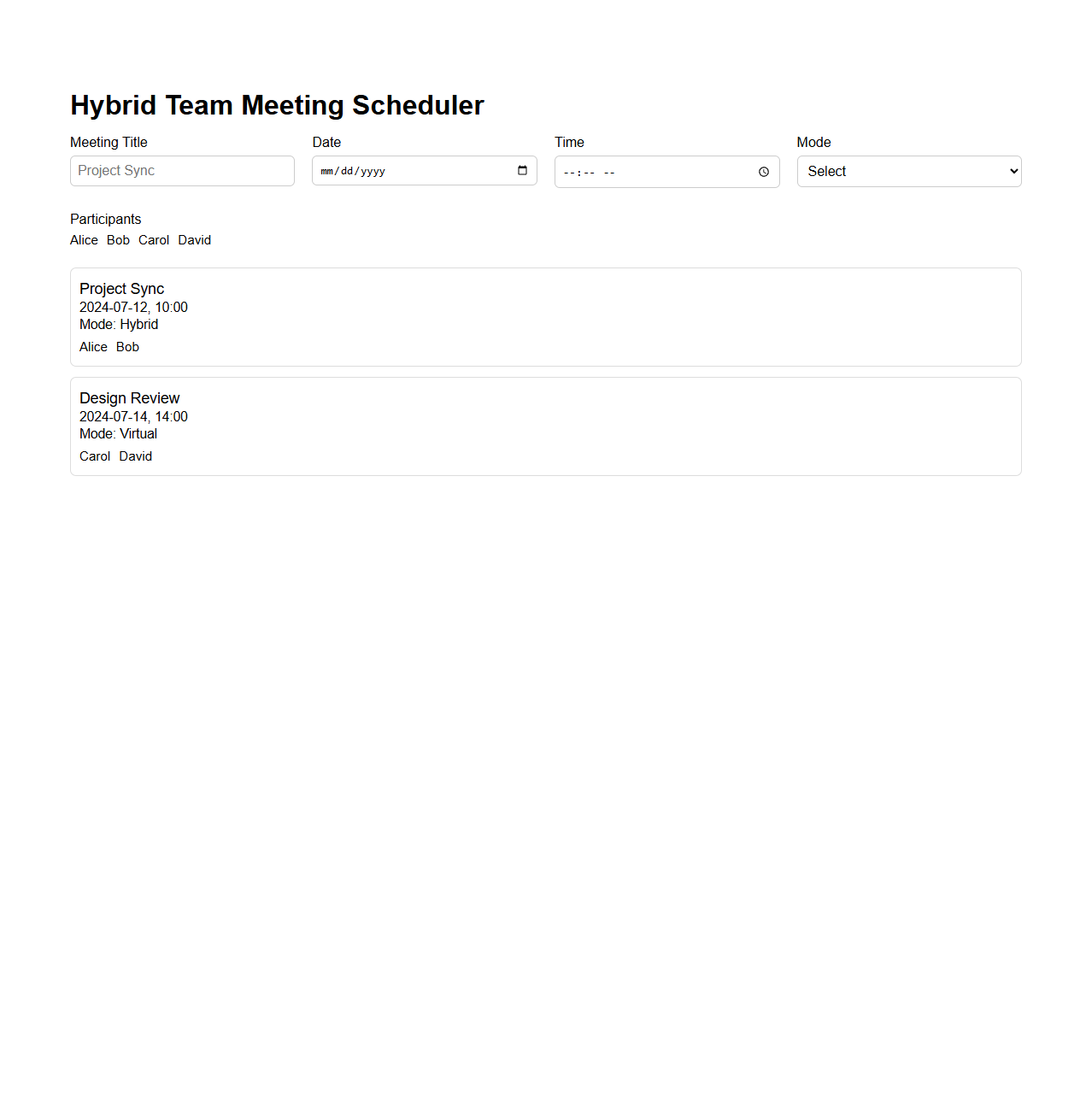 Hybrid Team Meeting Scheduler