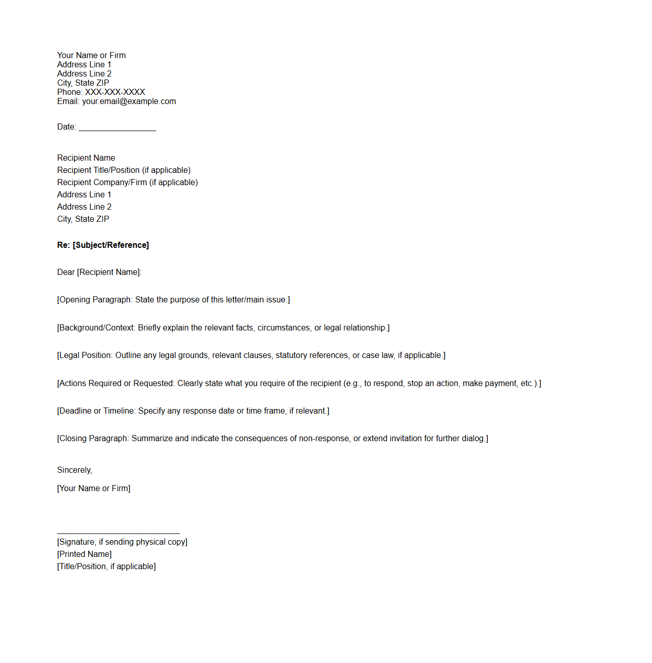 Legal Letter Draft Framework