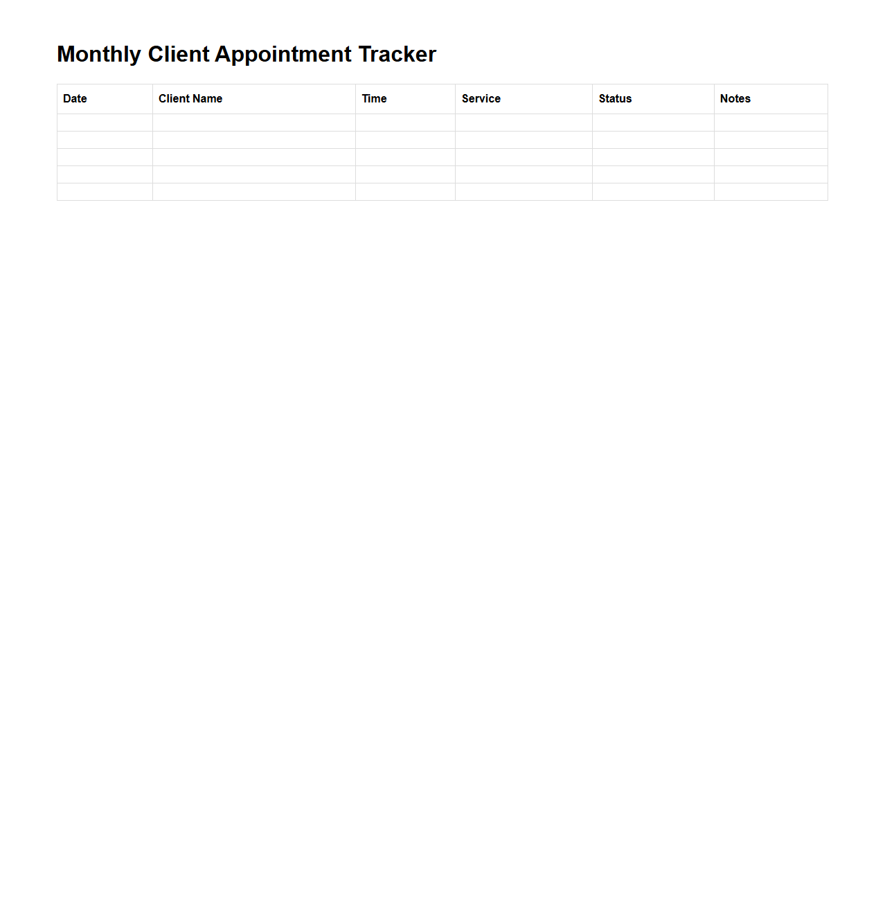 Monthly Client Appointment Tracker