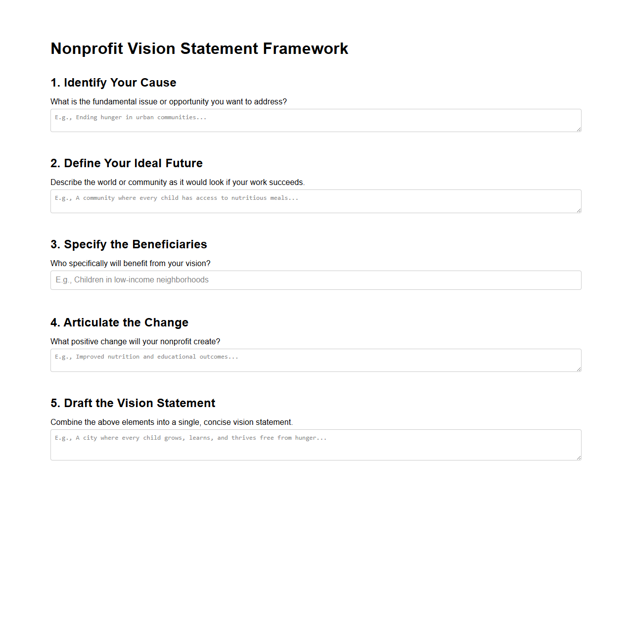 Nonprofit Vision Statement Framework