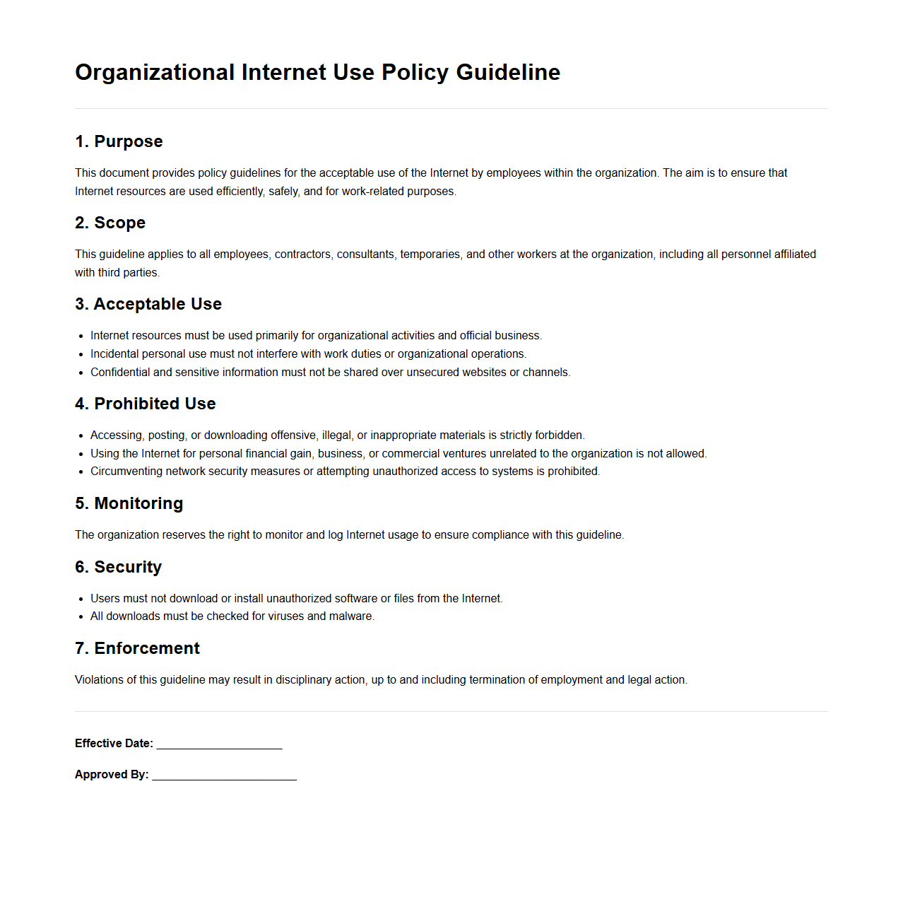 Organizational Internet Use Policy Guideline