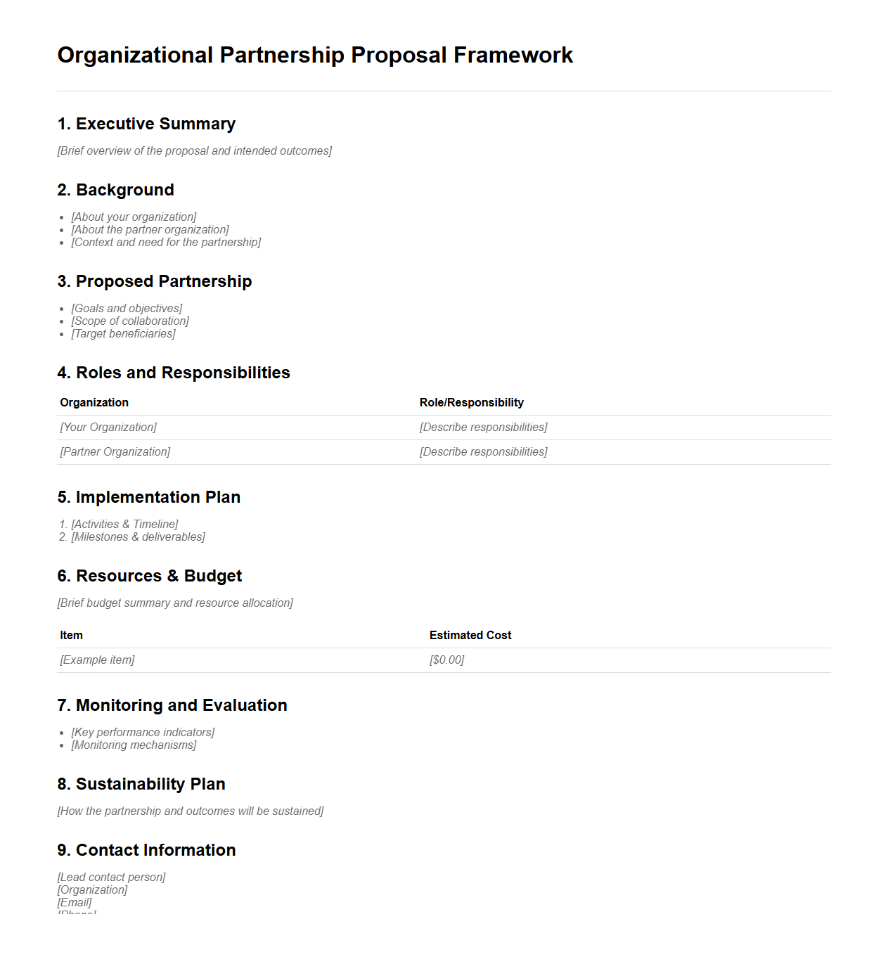 Organizational Partnership Proposal Framework