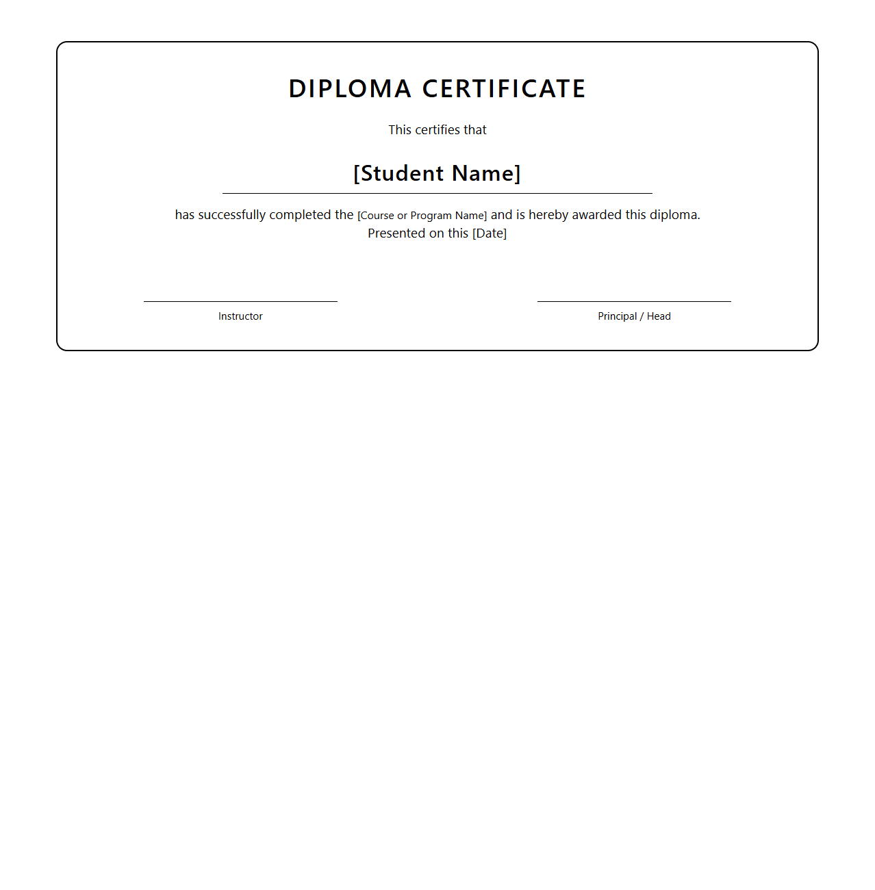Personalized Diploma Certificate Template for Students