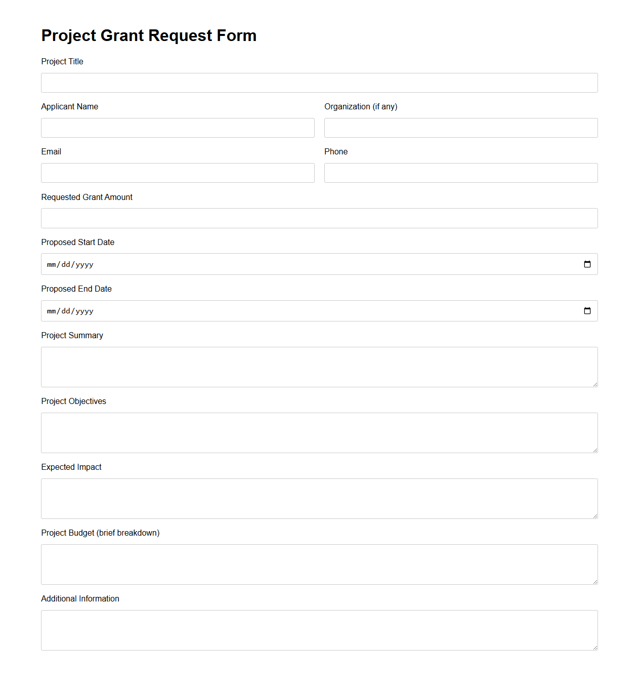 Project Grant Request Form