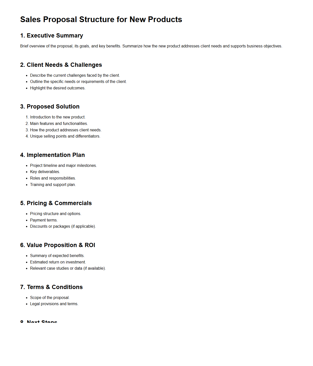Sales Proposal Structure for New Products