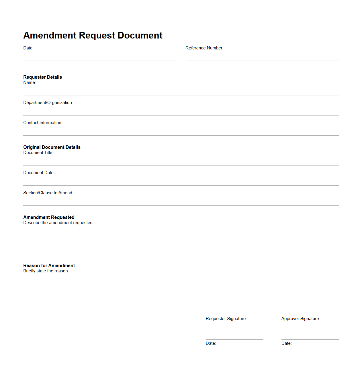 Simple Amendment Request Document