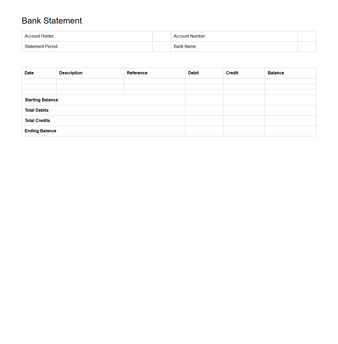 Bank Statement Spreadsheet Template