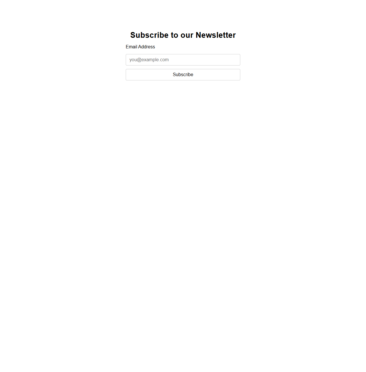 Basic Email Subscription Form Layout