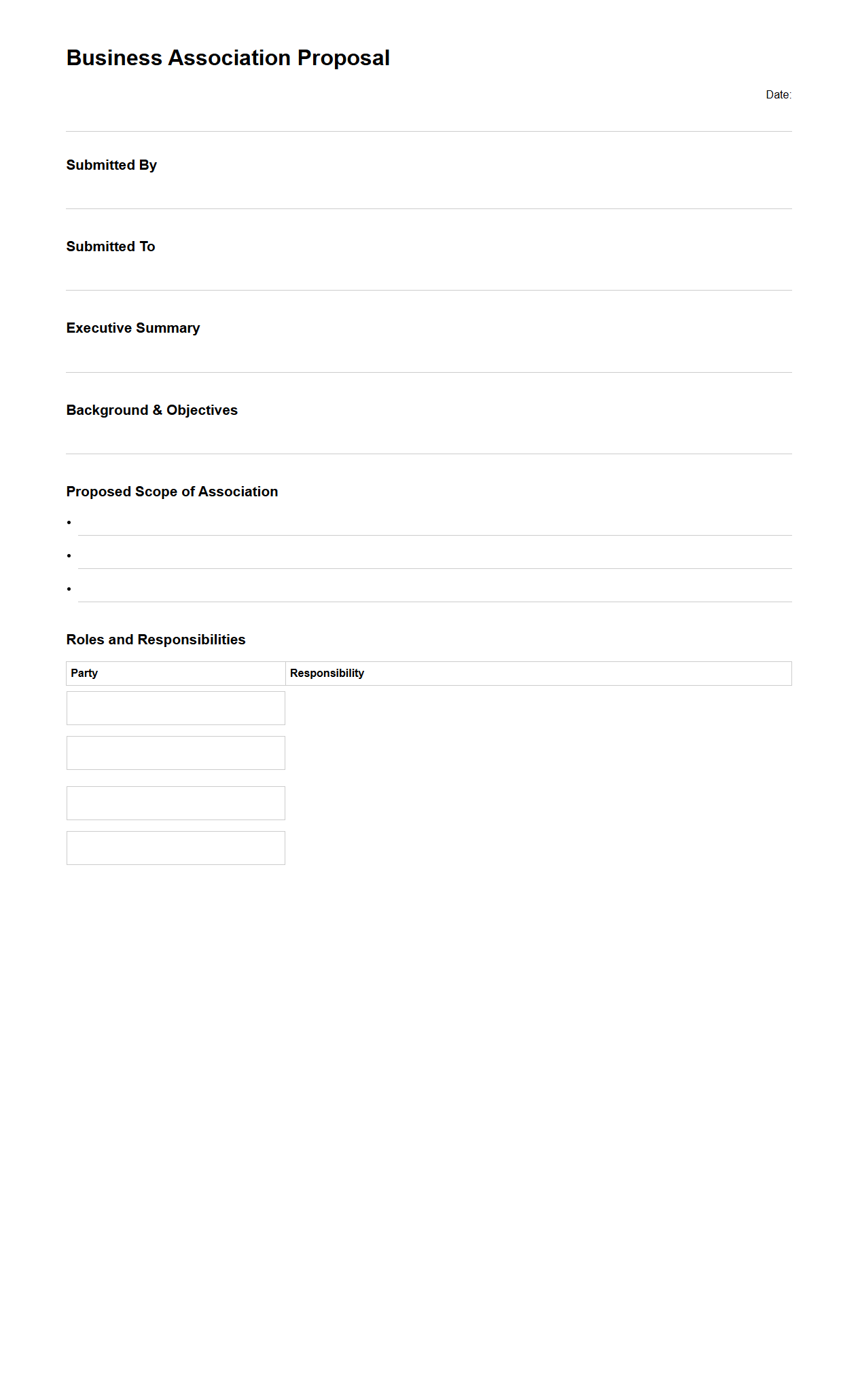 Blank Business Association Proposal Template