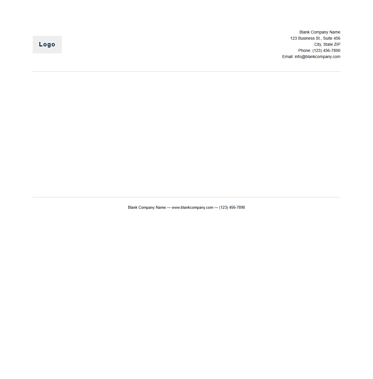Blank Company Letterhead Template Structure