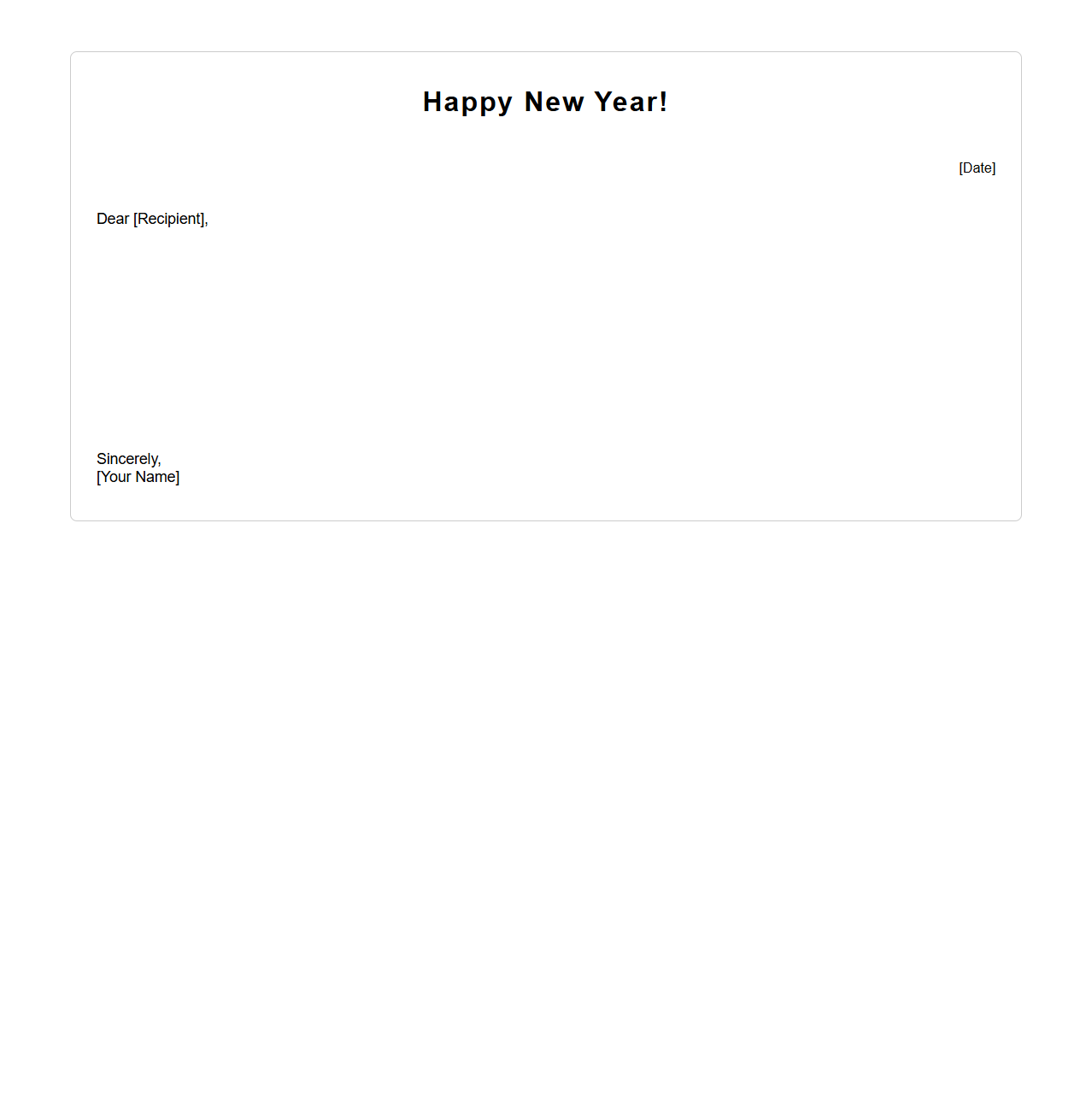 Blank New Year Festive Letter Template