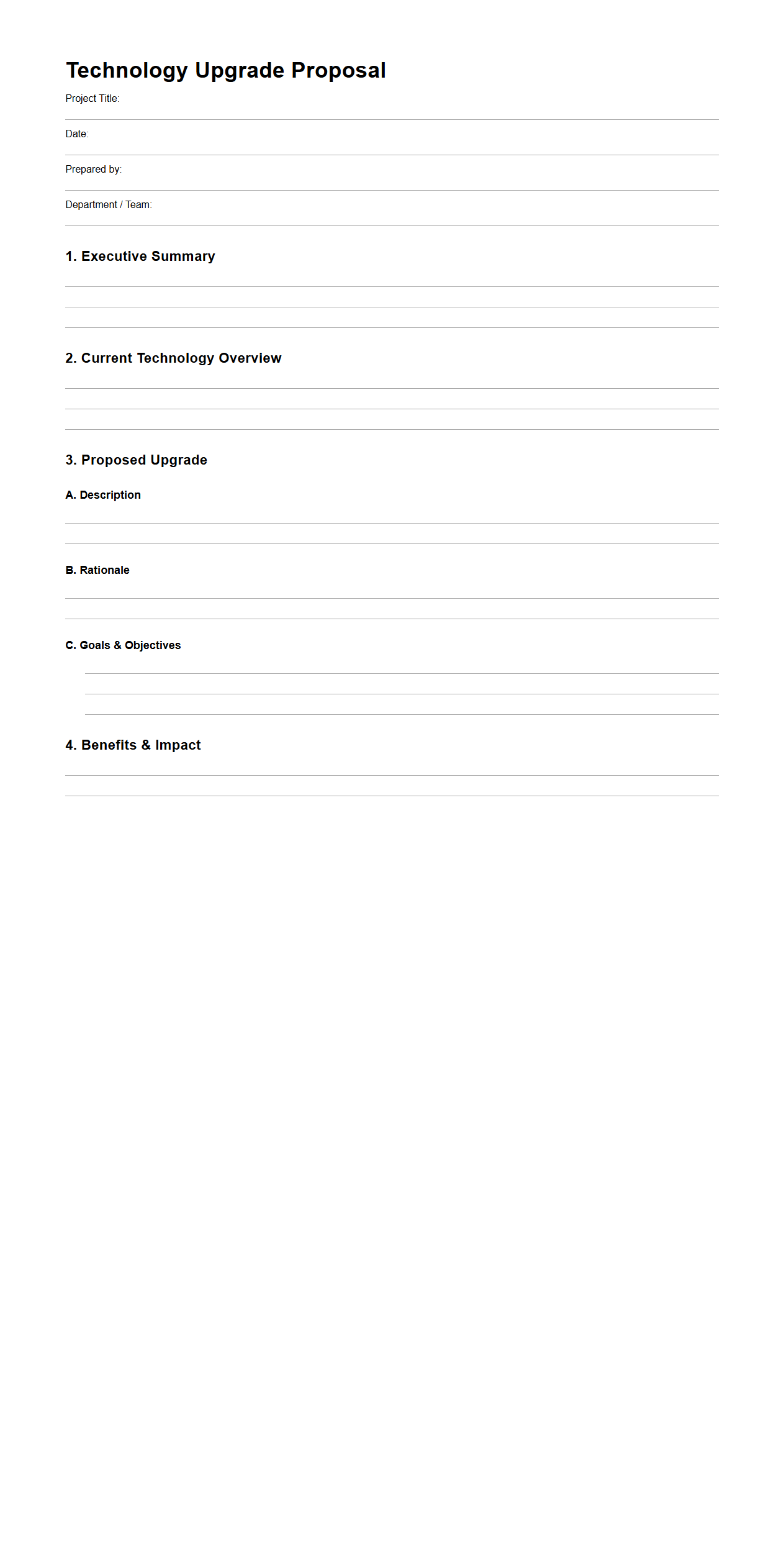 Blank Technology Upgrade Proposal Template