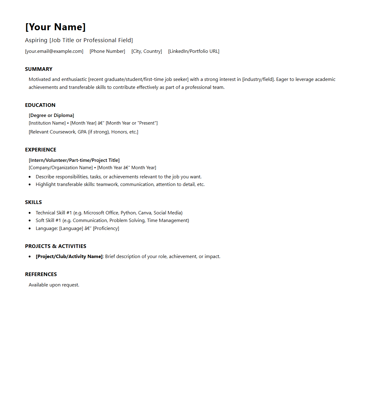 Clean Resume Blueprint for First-Time Job Seekers