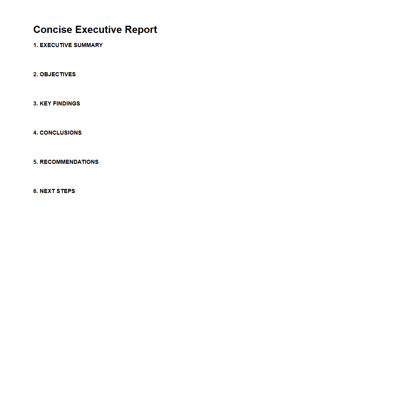 Concise Executive Report Outline