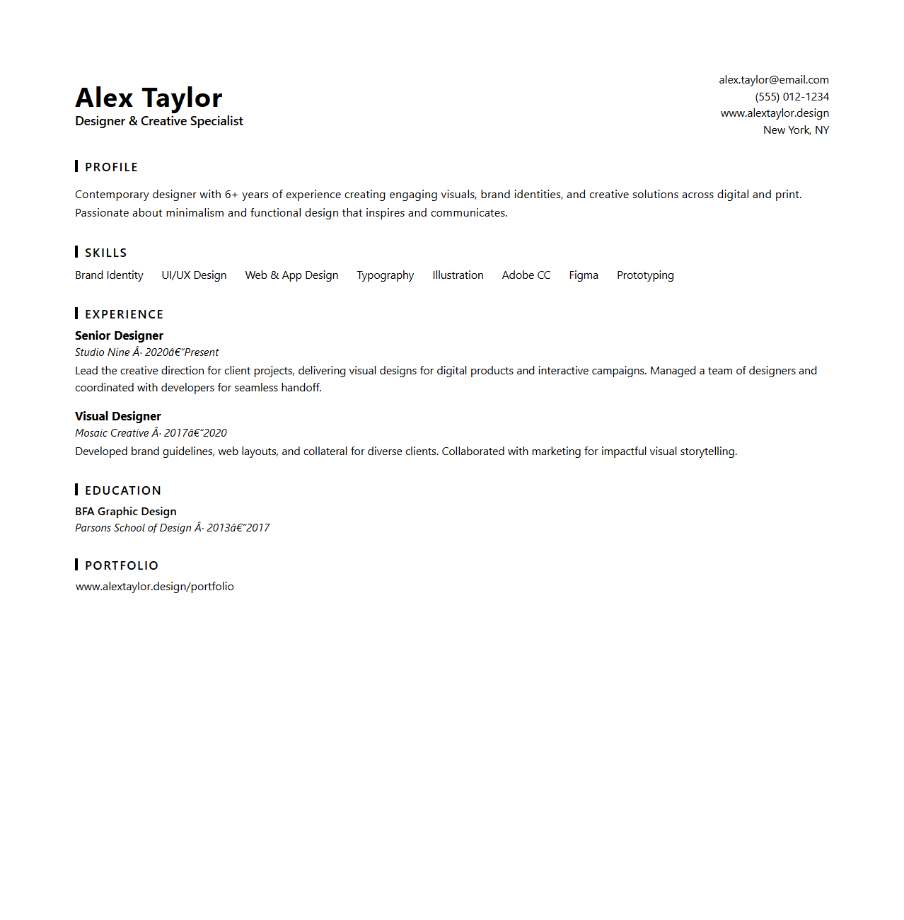 Contemporary Creative Resume Design for Designers