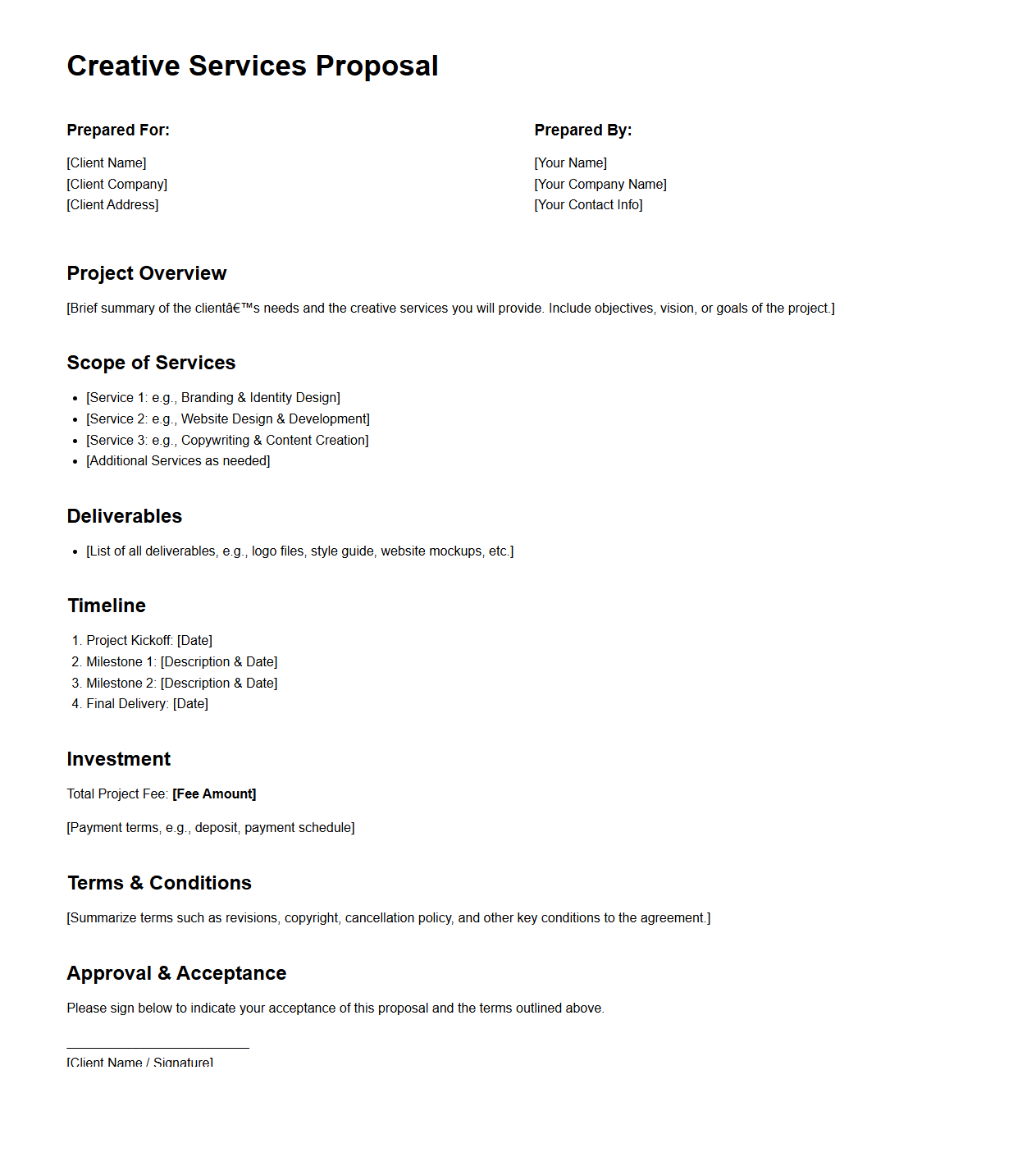 Creative Services Proposal Template