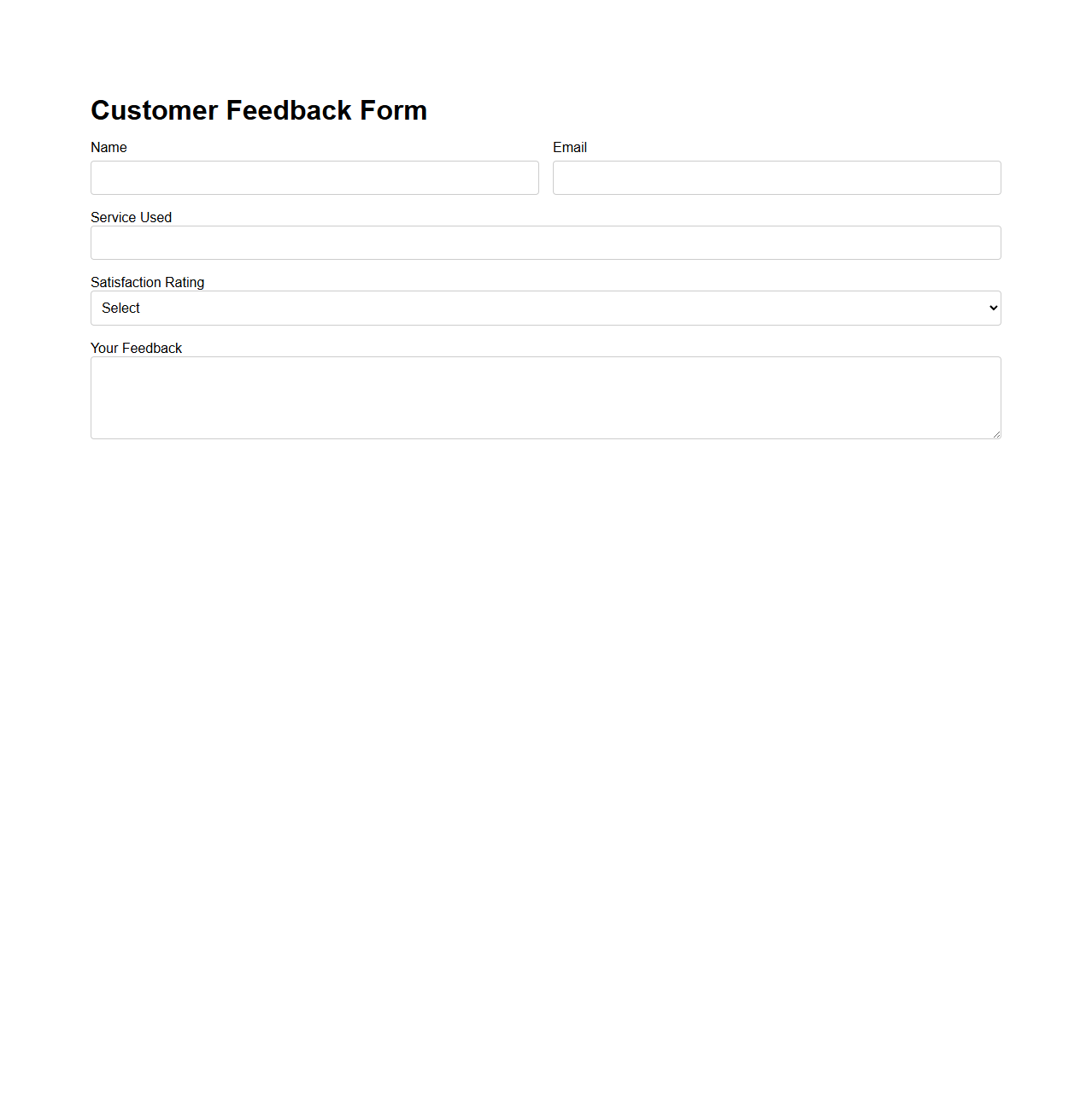 Customer Feedback Form Template
