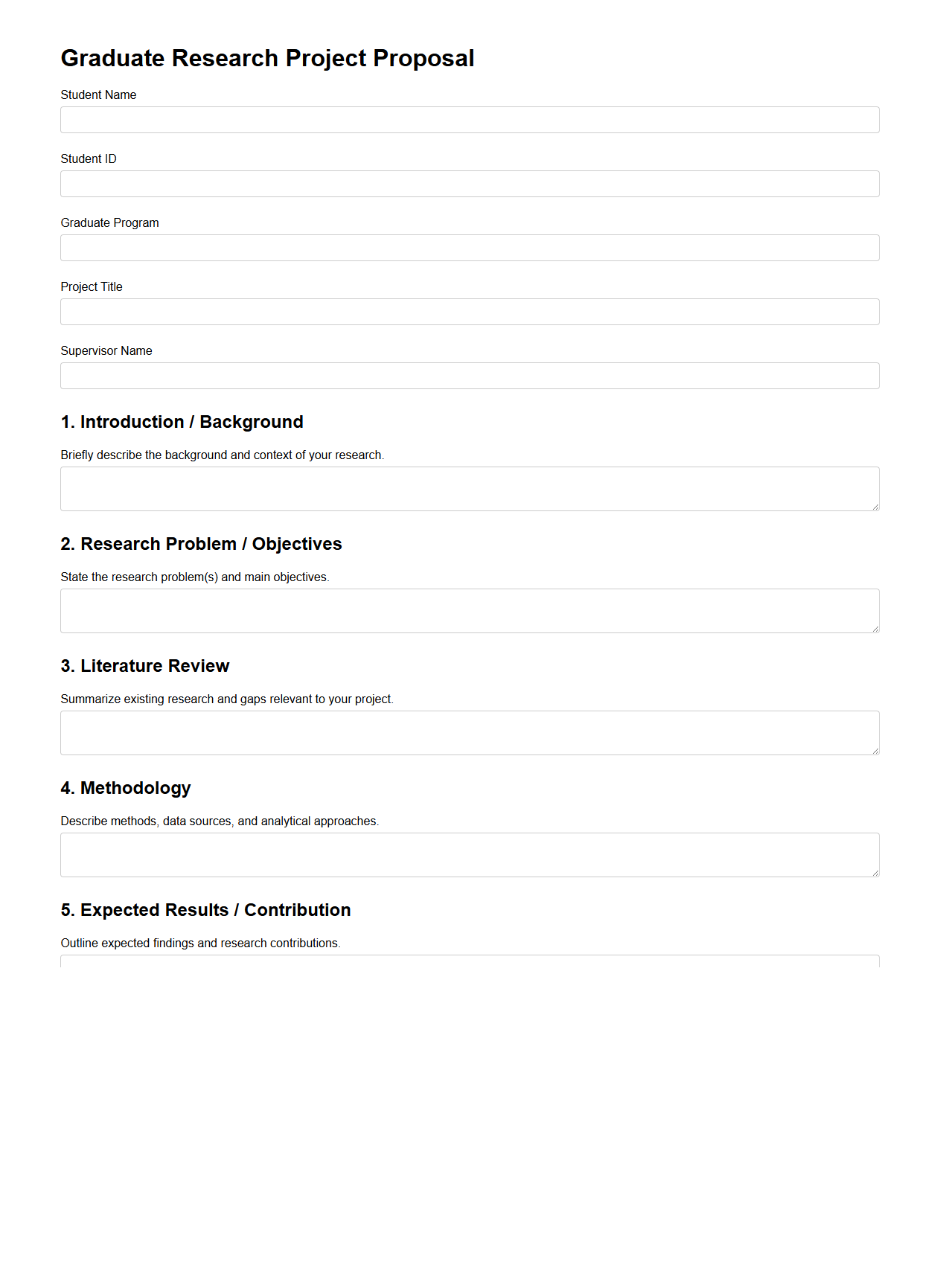 Graduate Research Project Proposal Template