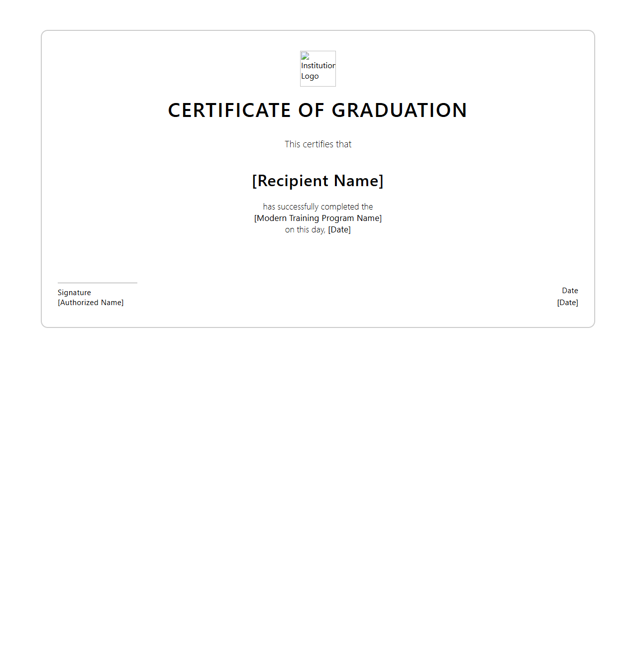 Modern Training Graduation Certificate Layout