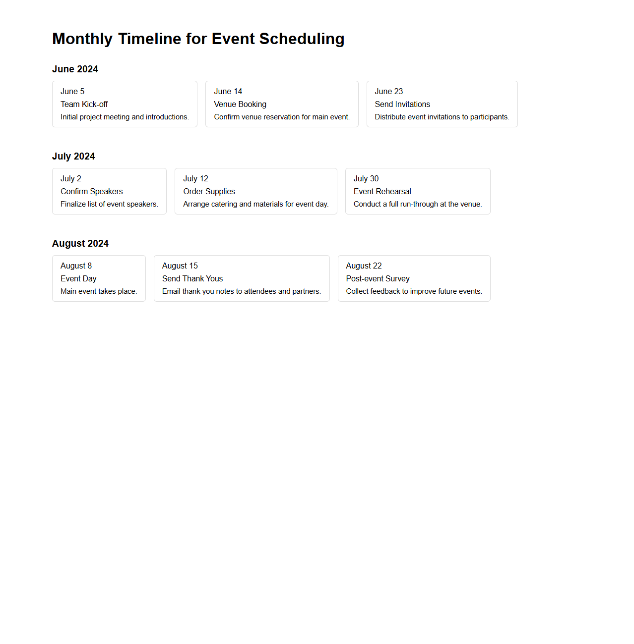 Monthly Timeline for Event Scheduling