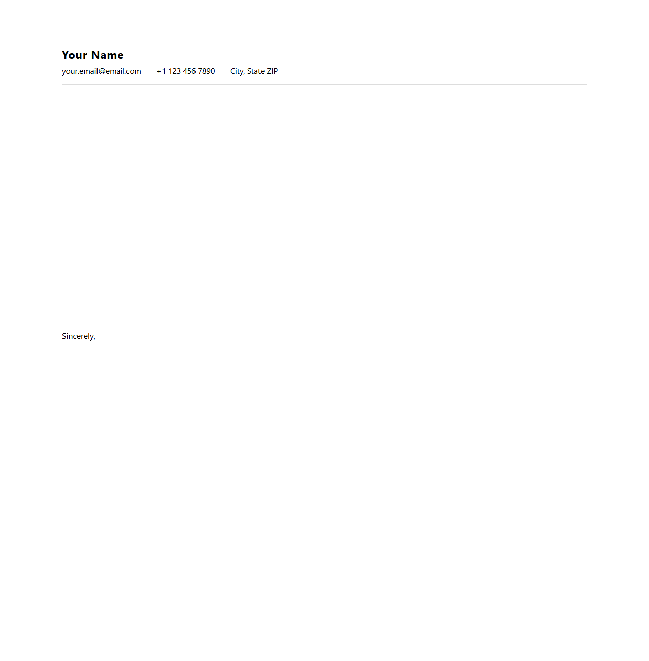 Professional Blank Letterhead for Job Seeking