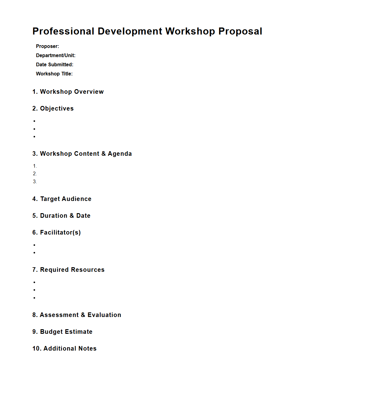 Professional Development Workshop Proposal