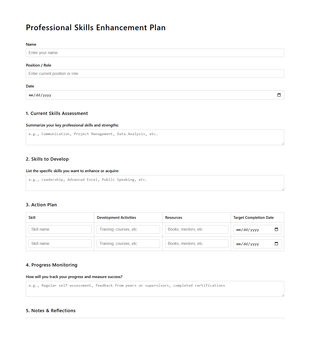 Professional Skills Enhancement Plan