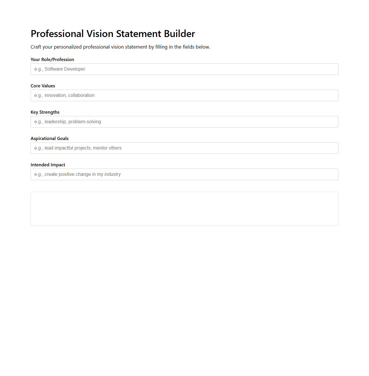 Professional Vision Statement Builder