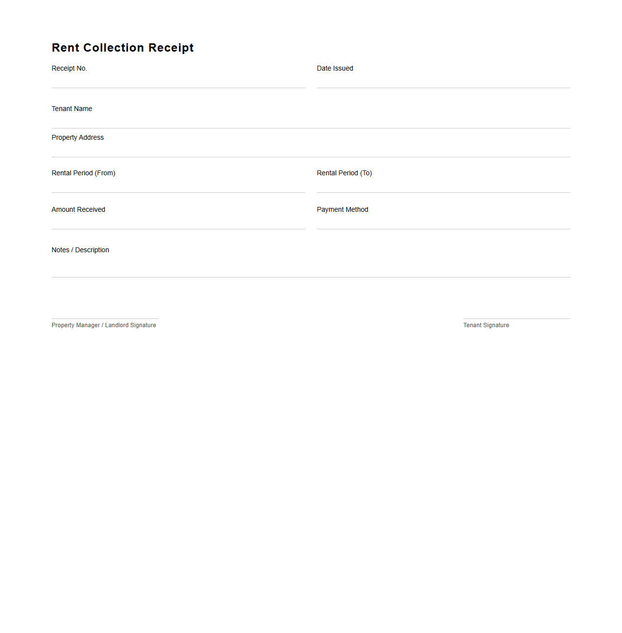 Rent Collection Receipt for Property Managers