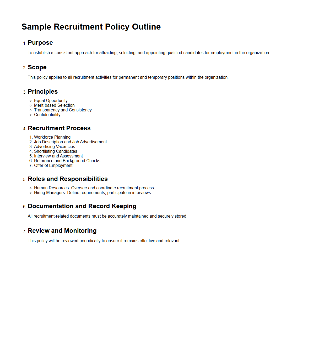 Sample Recruitment Policy Outline