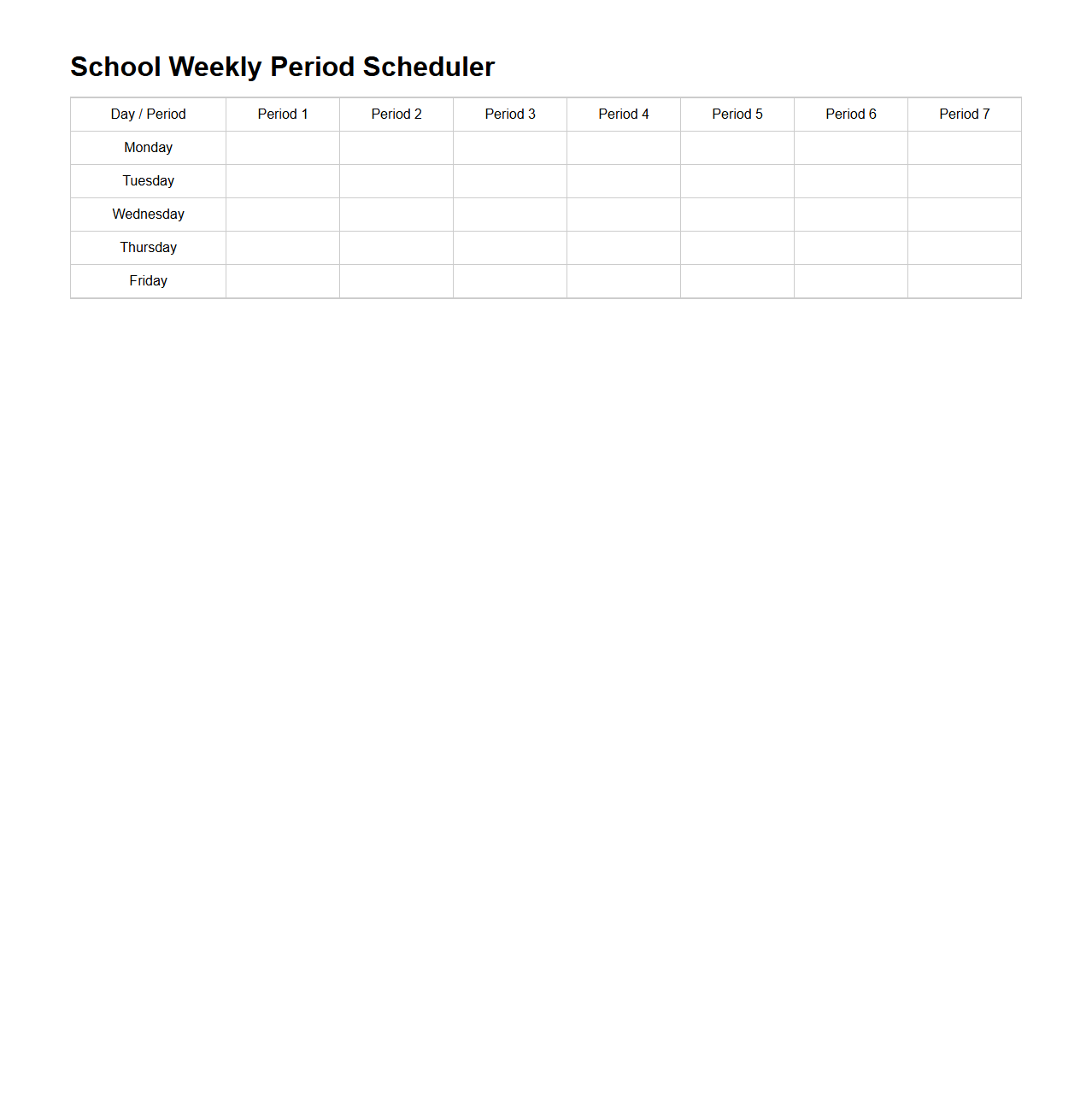 School Weekly Period Scheduler