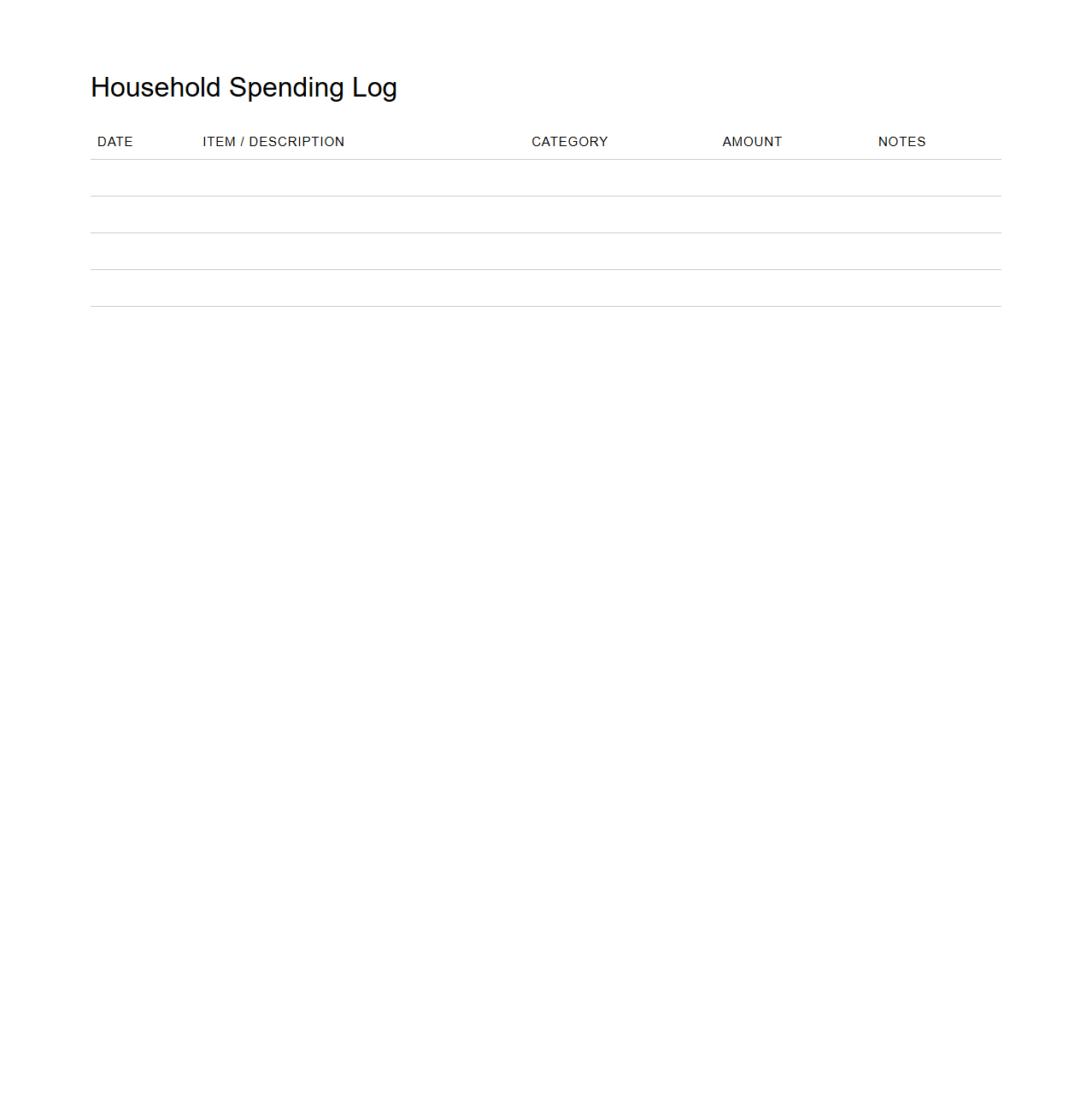 Simple Household Spending Log