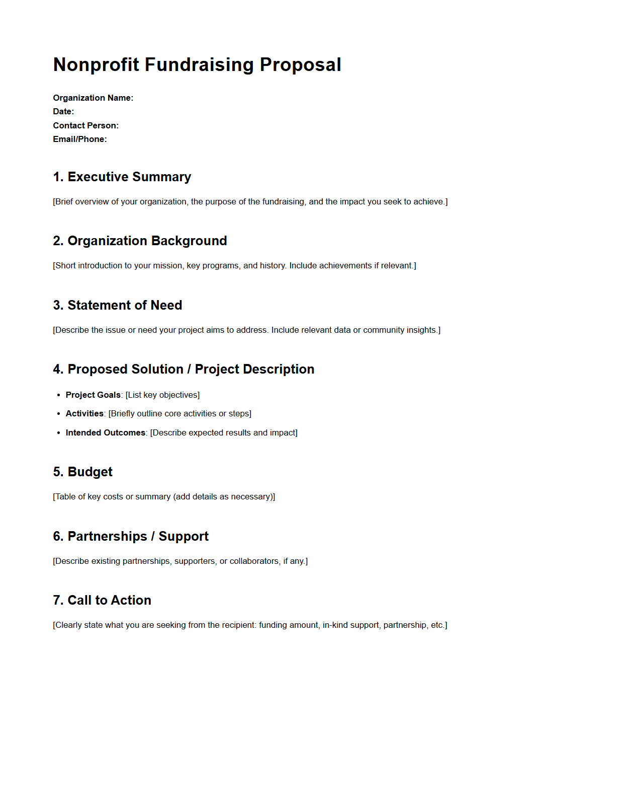 Simple Nonprofit Fundraising Proposal Framework