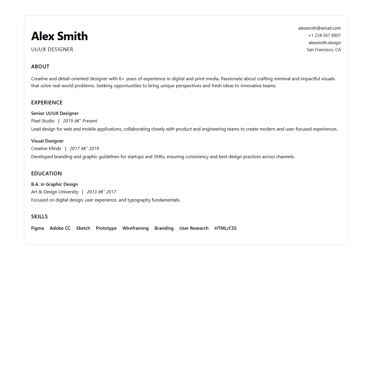 Sleek Layout Resume Template for Designers