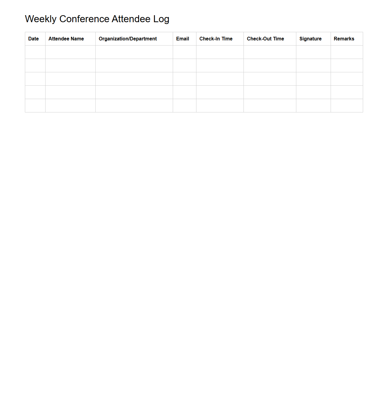 Weekly Conference Attendee Log